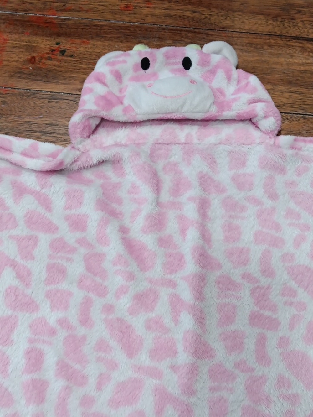 Plush Pink Giraffe Hooded Kids Toy Blanket